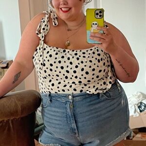 Polka Dot Tie-Shoulder Top - Reformation